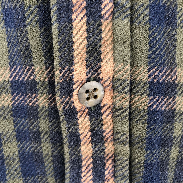 Vintage 90s-00'S St. John's Bay long-sleeved flannel check shirt, size M, men's cotton Khaki type Vintage Second Hand