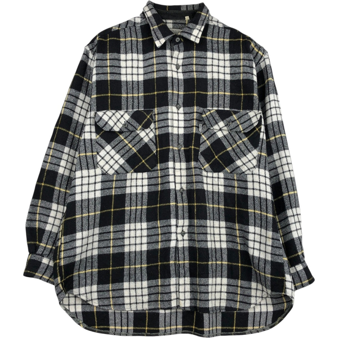 80s-90'S Levi's Long-Sleeve Light Flannel Check Shirt, Men's Size L (Equivalent), Vintage unclear black type Vintage Second Hand