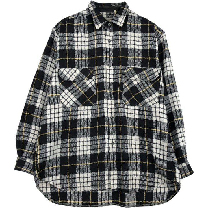 80s-90'S Levi's Long-Sleeve Light Flannel Check Shirt, Men's Size L (Equivalent), Vintage unclear black type Vintage Second Hand
