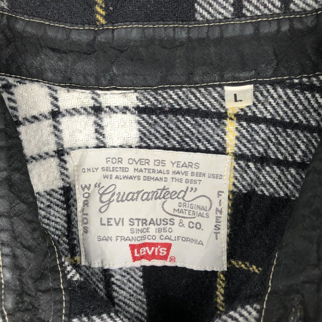 80s-90'S Levi's Long-Sleeve Light Flannel Check Shirt, Men's Size L (Equivalent), Vintage unclear black type Vintage Second Hand