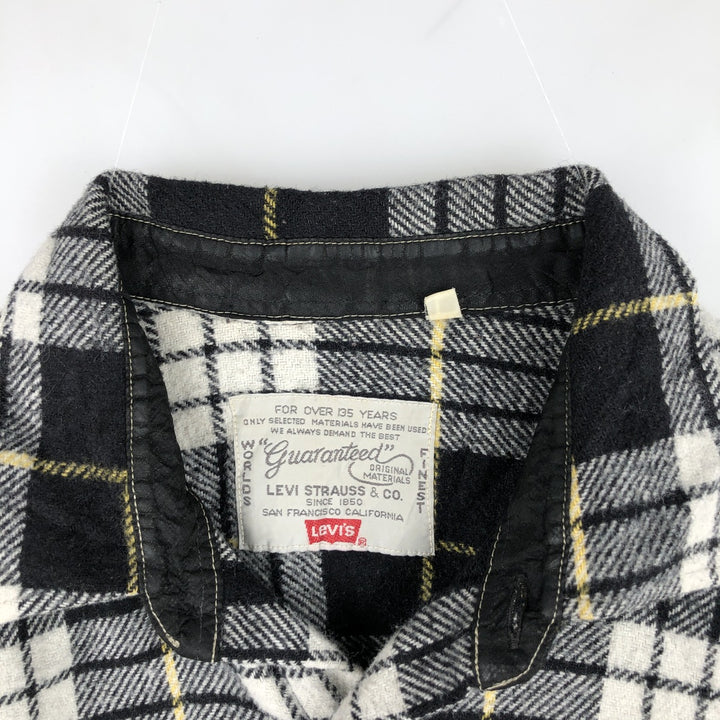 80s-90'S Levi's Long-Sleeve Light Flannel Check Shirt, Men's Size L (Equivalent), Vintage unclear black type Vintage Second Hand