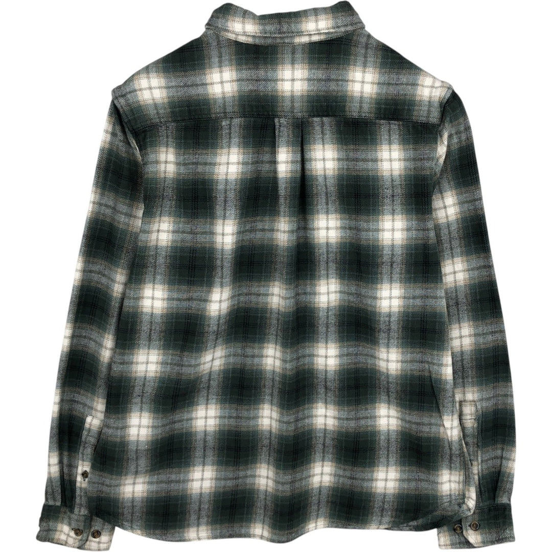 Eddie Bauer Ombre Check Long-Sleeve Button-Down Heavy Flannel Check Shirt, Men's Size L (approx.) unclear Green type dark green Vintage Second Hand