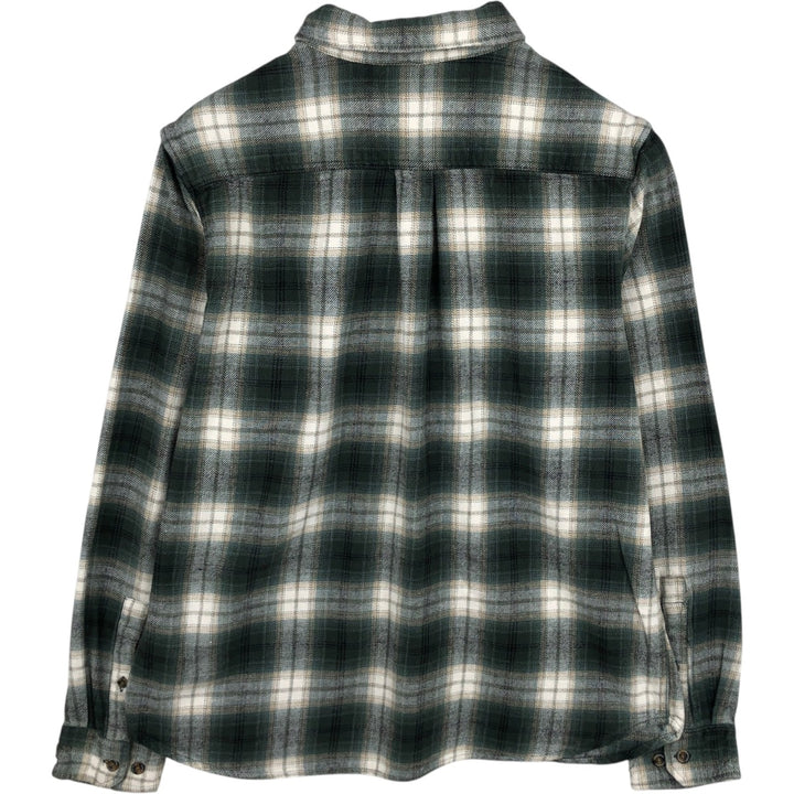 Eddie Bauer Ombre Check Long-Sleeve Button-Down Heavy Flannel Check Shirt, Men's Size L (approx.) unclear Green type dark green Vintage Second Hand