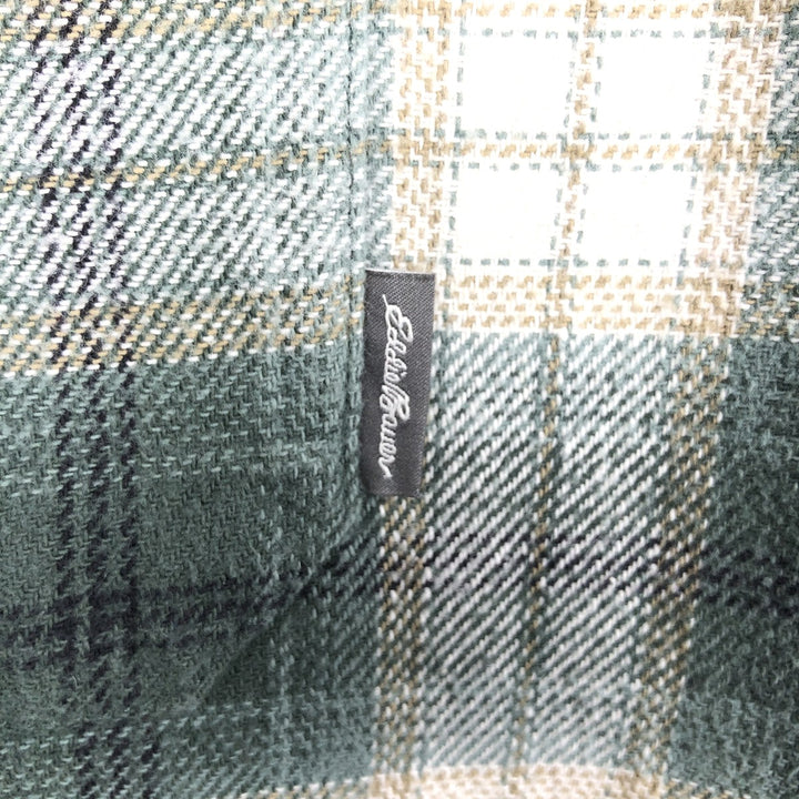 Eddie Bauer Ombre Check Long-Sleeve Button-Down Heavy Flannel Check Shirt, Men's Size L (approx.) unclear Green type dark green Vintage Second Hand