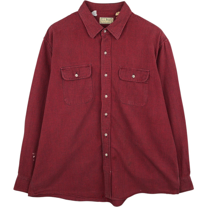 90'S LL Bean Long-Sleeve Flannel Check Shirt, Made in USA, Men's XL (approx.) cotton red type Vintage Second Hand