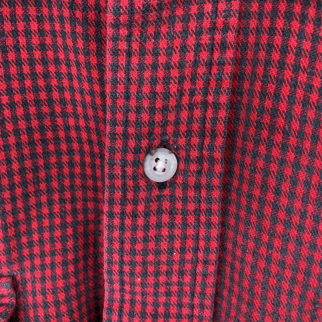 90'S LL Bean Long-Sleeve Flannel Check Shirt, Made in USA, Men's XL (approx.) cotton red type Vintage Second Hand