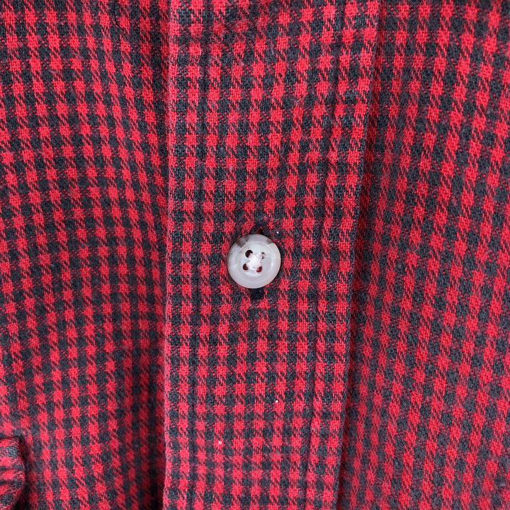 90'S LL Bean Long-Sleeve Flannel Check Shirt, Made in USA, Men's XL (approx.) cotton red type Vintage Second Hand
