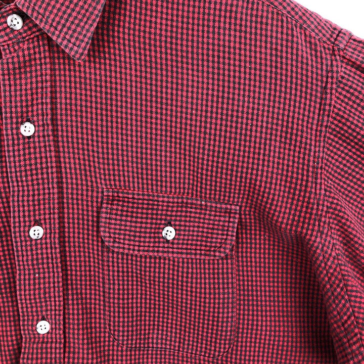 90'S LL Bean Long-Sleeve Flannel Check Shirt, Made in USA, Men's XL (approx.) cotton red type Vintage Second Hand