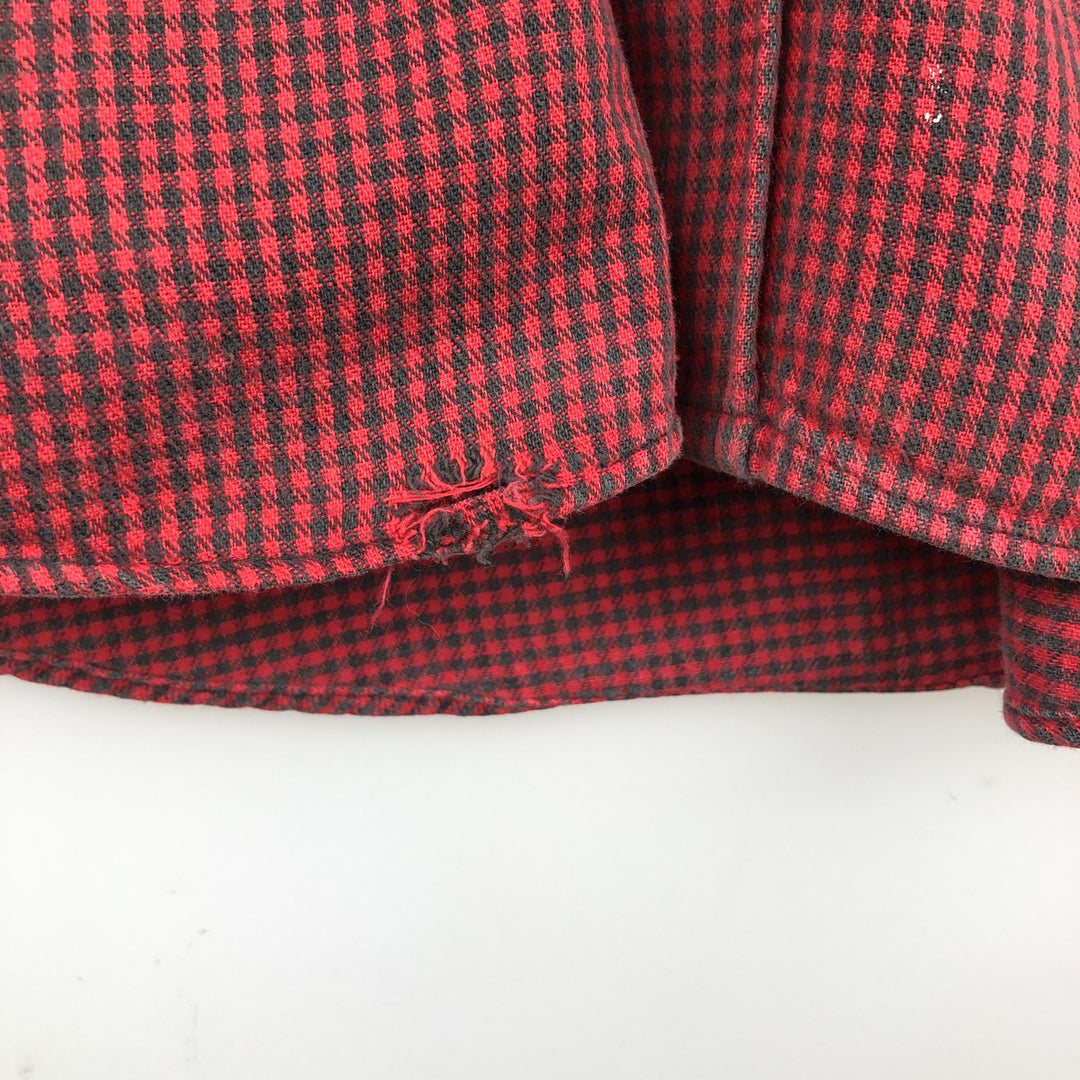 90'S LL Bean Long-Sleeve Flannel Check Shirt, Made in USA, Men's XL (approx.) cotton red type Vintage Second Hand