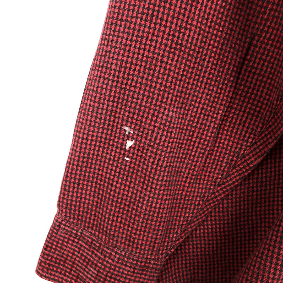 90'S LL Bean Long-Sleeve Flannel Check Shirt, Made in USA, Men's XL (approx.) cotton red type Vintage Second Hand
