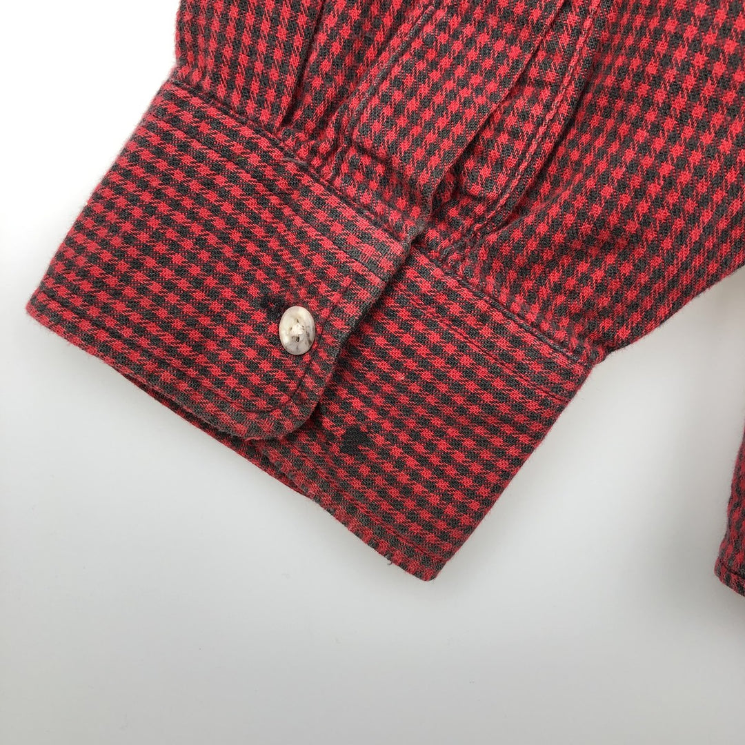 90'S LL Bean Long-Sleeve Flannel Check Shirt, Made in USA, Men's XL (approx.) cotton red type Vintage Second Hand