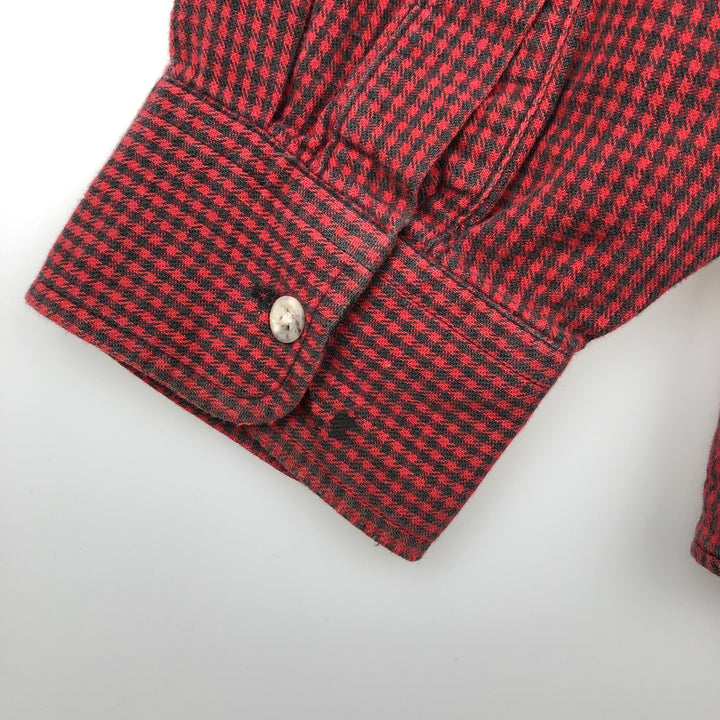 90'S LL Bean Long-Sleeve Flannel Check Shirt, Made in USA, Men's XL (approx.) cotton red type Vintage Second Hand