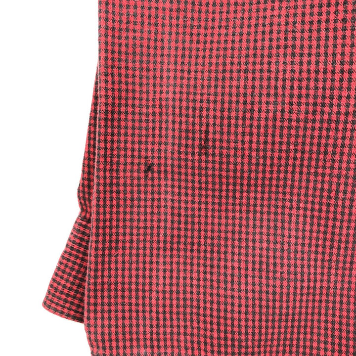 90'S LL Bean Long-Sleeve Flannel Check Shirt, Made in USA, Men's XL (approx.) cotton red type Vintage Second Hand