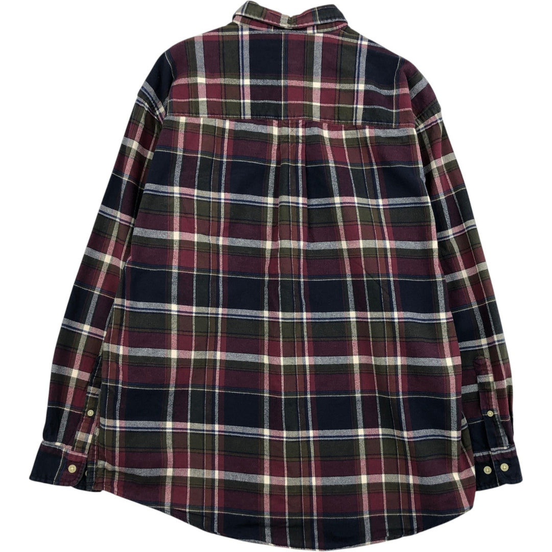 Eddie Bauer Long Sleeve Button Down Light Flannel Check Shirt, Men's Size L cotton red type Vintage Second Hand