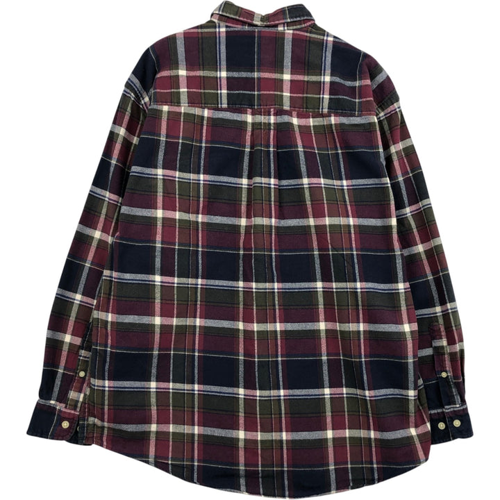 Eddie Bauer Long Sleeve Button Down Light Flannel Check Shirt, Men's Size L cotton red type Vintage Second Hand