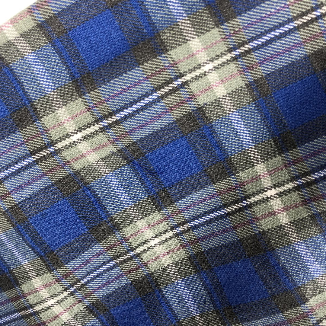 Bremo Textil Long-Sleeve Light Flannel Check Shirt, Men's Size L (approx.) cotton blue type Vintage Second Hand