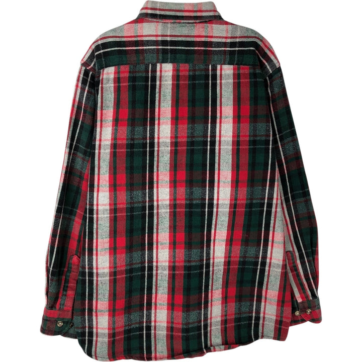 90'S Vintage Five Brother Long Sleeve Heavy Flannel Check Shirt, Men's Size L cotton red type Vintage Second Hand
