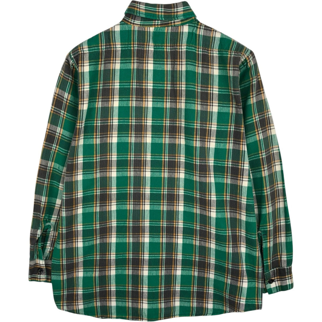 Long-sleeved flannel check shirt, men's size M equivalent, vintage. unclear green type Vintage Second Hand
