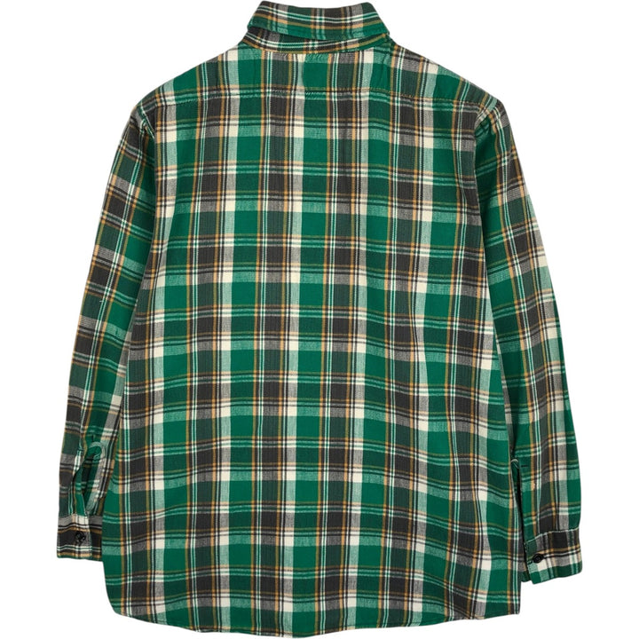 Long-sleeved flannel check shirt, men's size M equivalent, vintage. unclear green type Vintage Second Hand