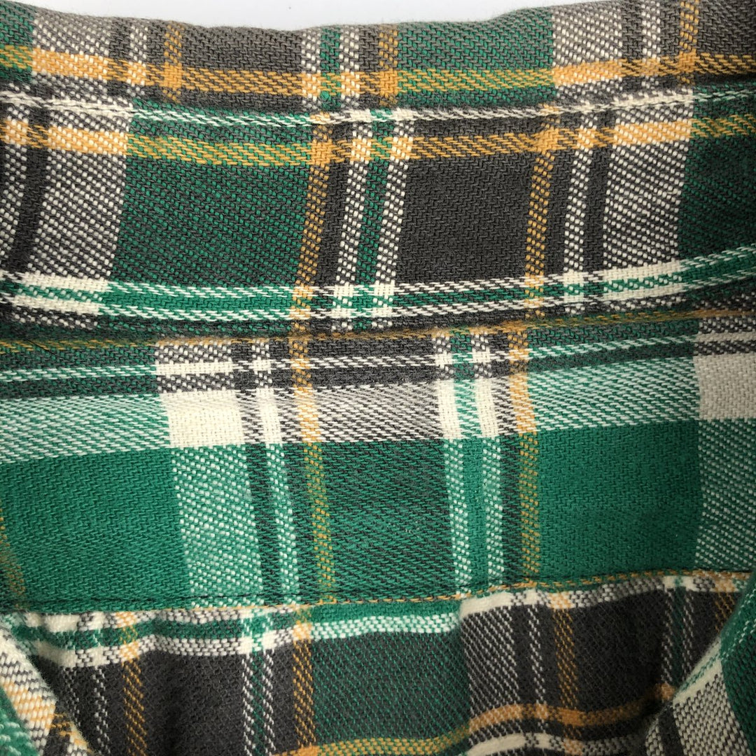 Long-sleeved flannel check shirt, men's size M equivalent, vintage. unclear green type Vintage Second Hand