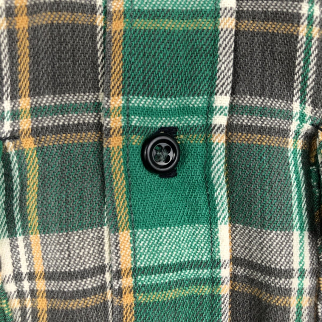 Long-sleeved flannel check shirt, men's size M equivalent, vintage. unclear green type Vintage Second Hand