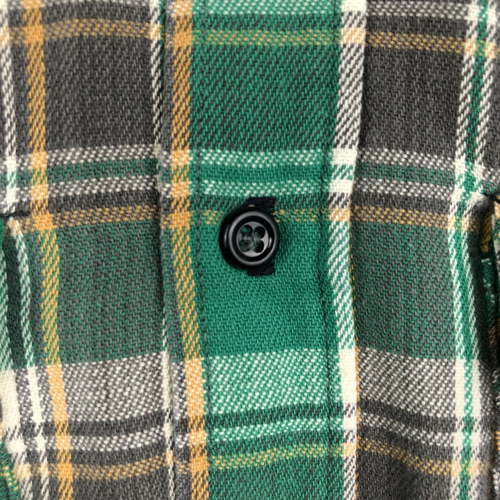 Long-sleeved flannel check shirt, men's size M equivalent, vintage. unclear green type Vintage Second Hand