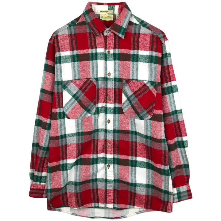 80s-90'S St. John's Bay BIG MAC Long-Sleeve Printed Flannel Check Shirt, Men's Size L (approx.), Vintage cotton red type Vintage Second Hand