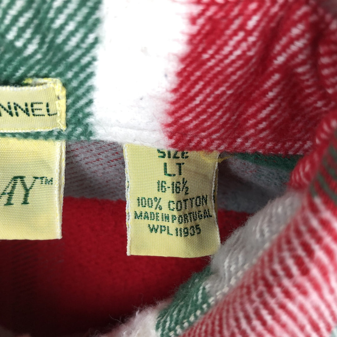 80s-90'S St. John's Bay BIG MAC Long-Sleeve Printed Flannel Check Shirt, Men's Size L (approx.), Vintage cotton red type Vintage Second Hand