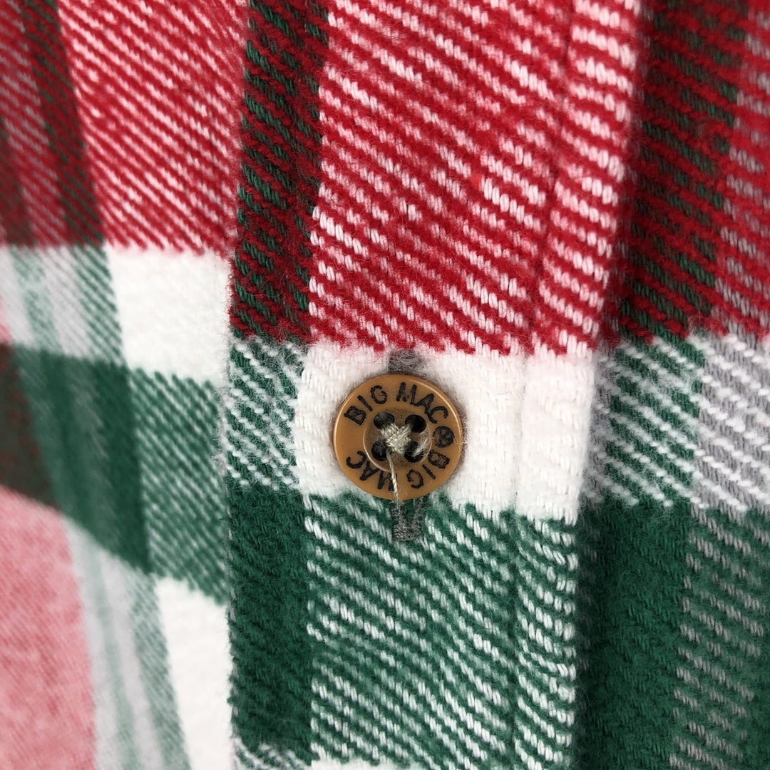 80s-90'S St. John's Bay BIG MAC Long-Sleeve Printed Flannel Check Shirt, Men's Size L (approx.), Vintage cotton red type Vintage Second Hand