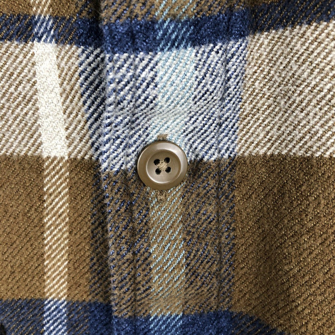 Patagonia ORGANIC COTTON 53947FA18 Long-Sleeve Light Flannel Check Shirt, Boxy Shirt, Men's Size L (approx.) Organic cotton brown type Vintage Second Hand