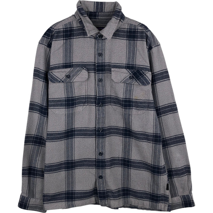 Patagonia ORGANIC COTTON 53947FA20 Long-Sleeve Light Flannel Check Shirt, Boxy Shirt, Men's Size M (approx.) Organic cotton gray type Vintage Second Hand