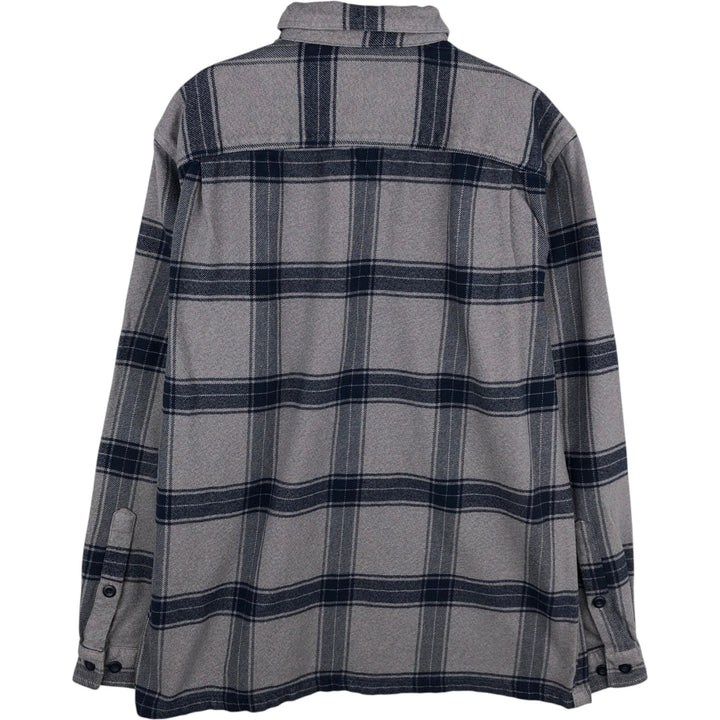 Patagonia ORGANIC COTTON 53947FA20 Long-Sleeve Light Flannel Check Shirt, Boxy Shirt, Men's Size M (approx.) Organic cotton gray type Vintage Second Hand