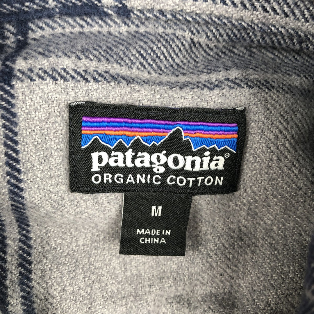 Patagonia ORGANIC COTTON 53947FA20 Long-Sleeve Light Flannel Check Shirt, Boxy Shirt, Men's Size M (approx.) Organic cotton gray type Vintage Second Hand
