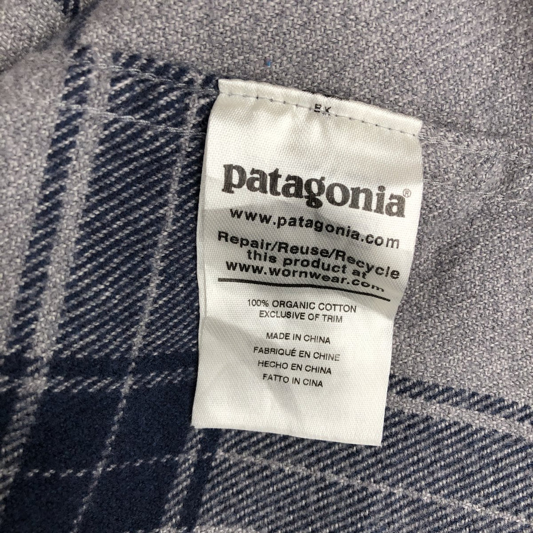 Patagonia ORGANIC COTTON 53947FA20 Long-Sleeve Light Flannel Check Shirt, Boxy Shirt, Men's Size M (approx.) Organic cotton gray type Vintage Second Hand