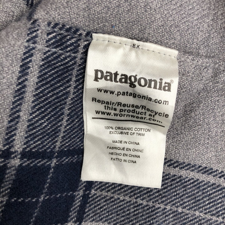 Patagonia ORGANIC COTTON 53947FA20 Long-Sleeve Light Flannel Check Shirt, Boxy Shirt, Men's Size M (approx.) Organic cotton gray type Vintage Second Hand