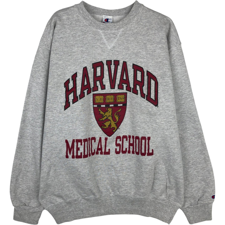 90'S Champion Harvard University Triple Print College Sweatshirt, Made in USA, Men's XL (approx.) Vintage cotton gray type Vintage Second Hand