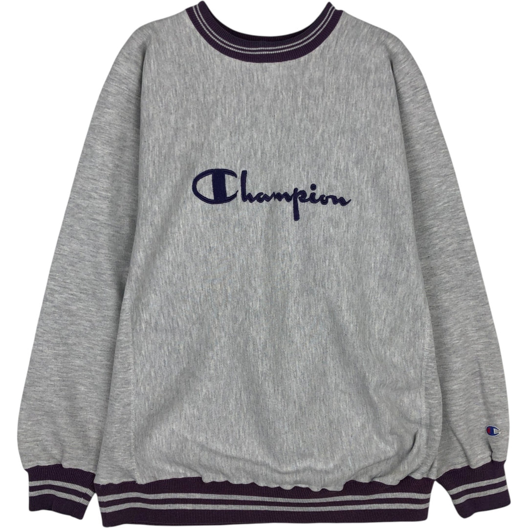 90'S Champion Reverse Weave Logo Sweatshirt, Made in USA, Men's XL equivalent, Vintage cotton gray type Vintage Second Hand