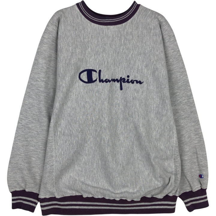 90'S Champion Reverse Weave Logo Sweatshirt, Made in USA, Men's XL equivalent, Vintage cotton gray type Vintage Second Hand