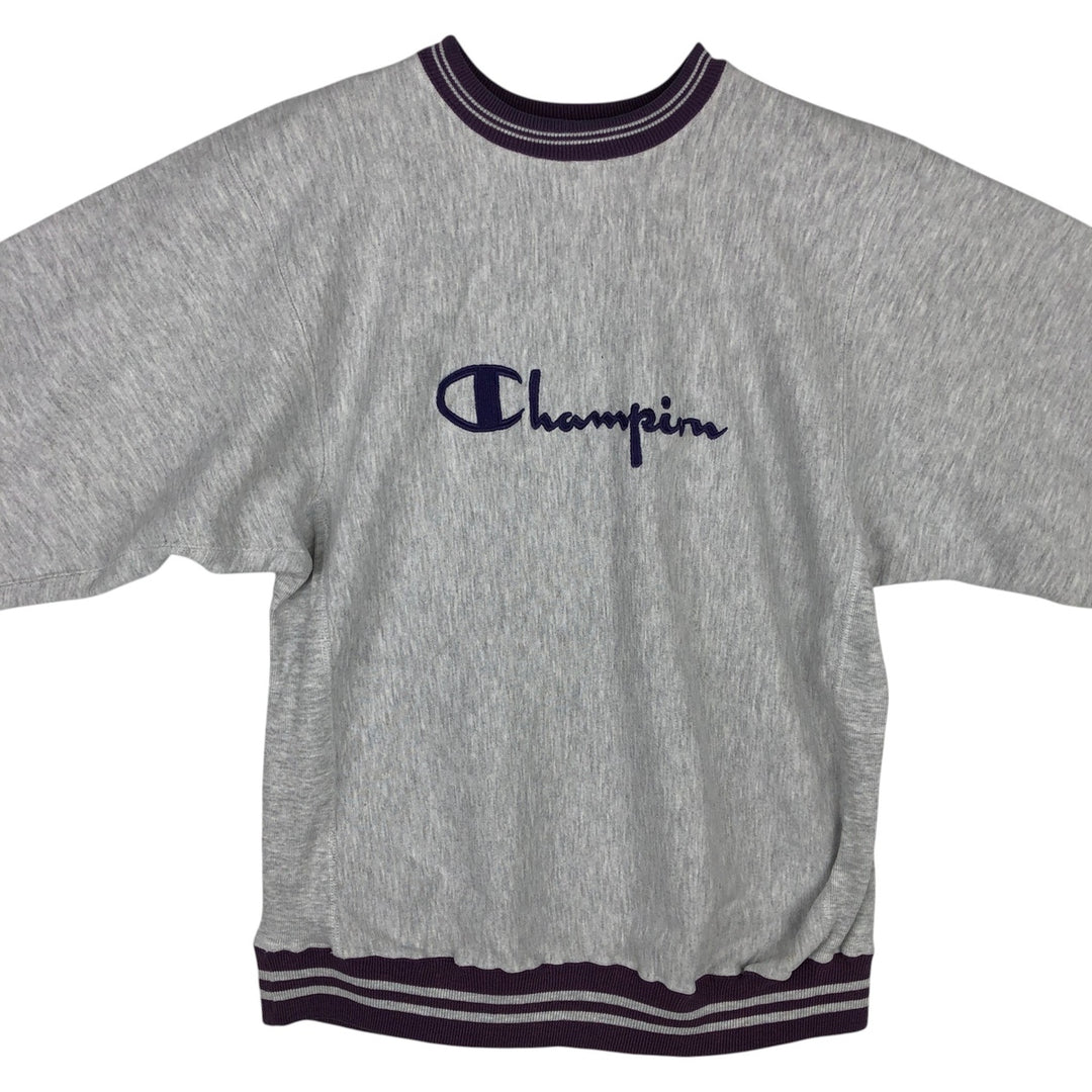 90'S Champion Reverse Weave Logo Sweatshirt, Made in USA, Men's XL equivalent, Vintage cotton gray type Vintage Second Hand