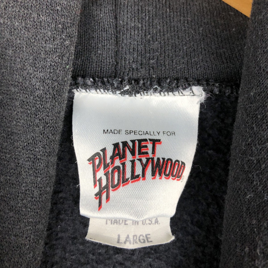 PLANET HOLLYWOOD Advertising Sweat Pullover Hoodie, Made in USA, Men's Size L (approx.) polyester black type Vintage Second Hand