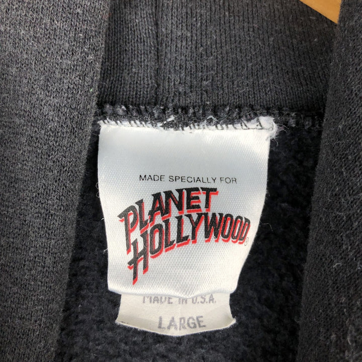 PLANET HOLLYWOOD Advertising Sweat Pullover Hoodie, Made in USA, Men's Size L (approx.) polyester black type Vintage Second Hand