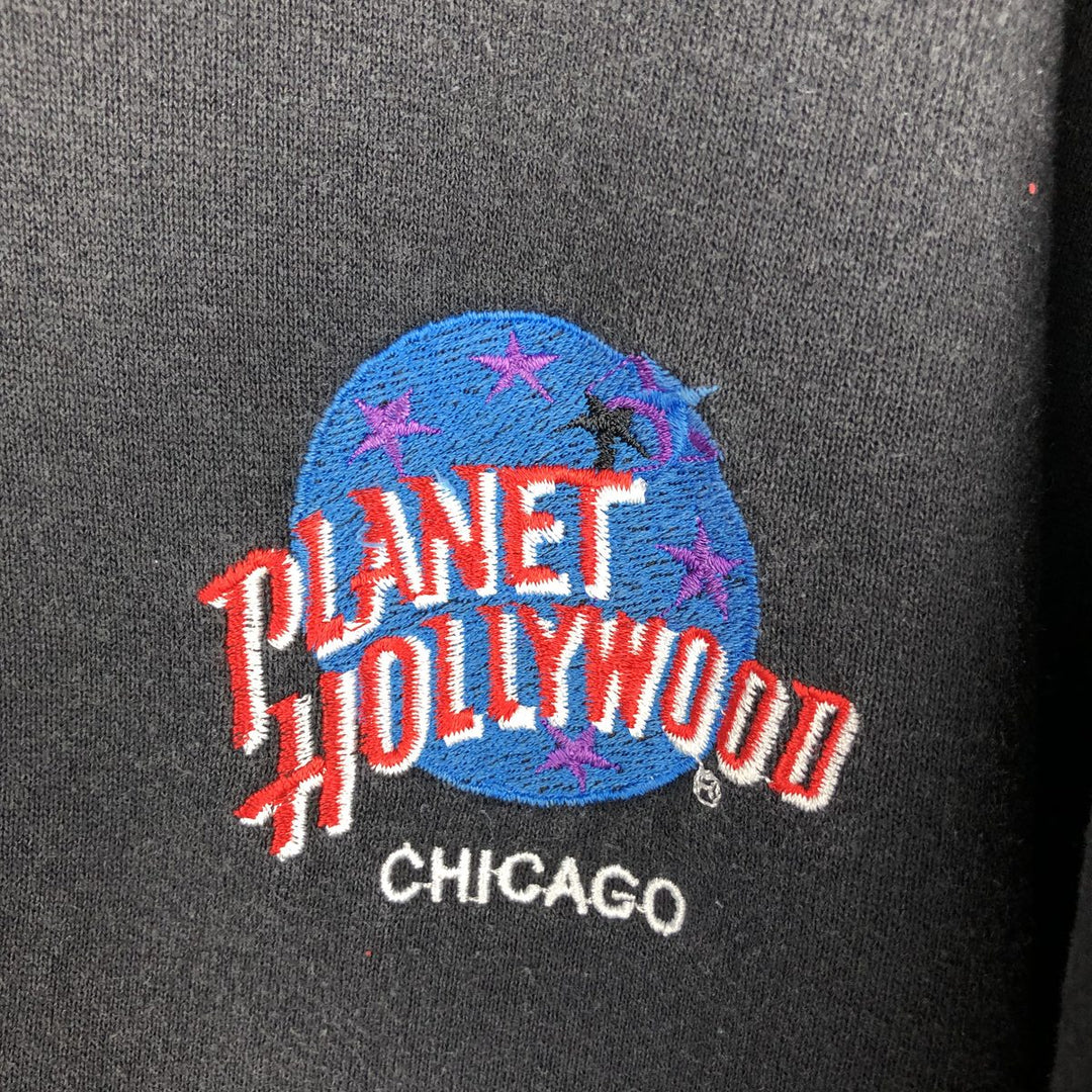 PLANET HOLLYWOOD Advertising Sweat Pullover Hoodie, Made in USA, Men's Size L (approx.) polyester black type Vintage Second Hand