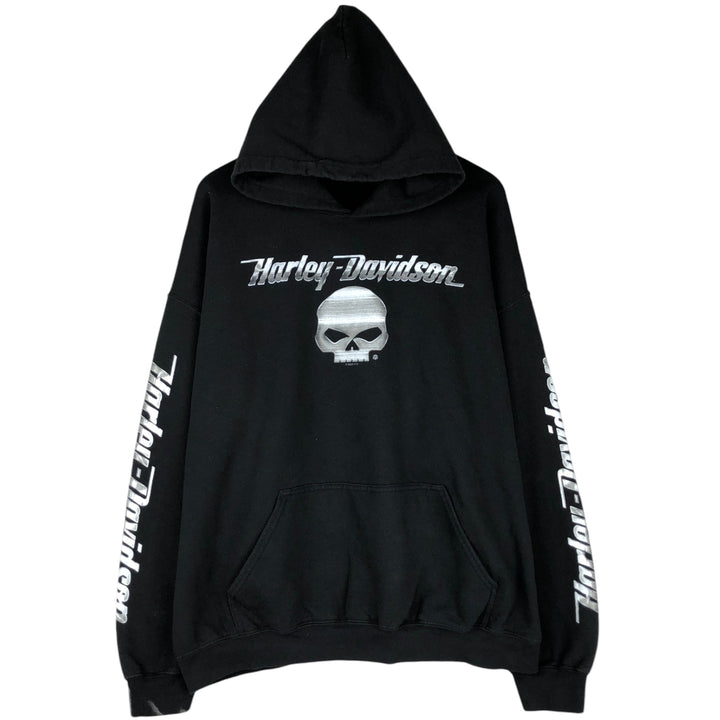 Harley-Davidson Skull Pattern Advertising Sweatshirt Pullover Hoodie, Men's XXL equivalent. unclear black type Vintage Second Hand