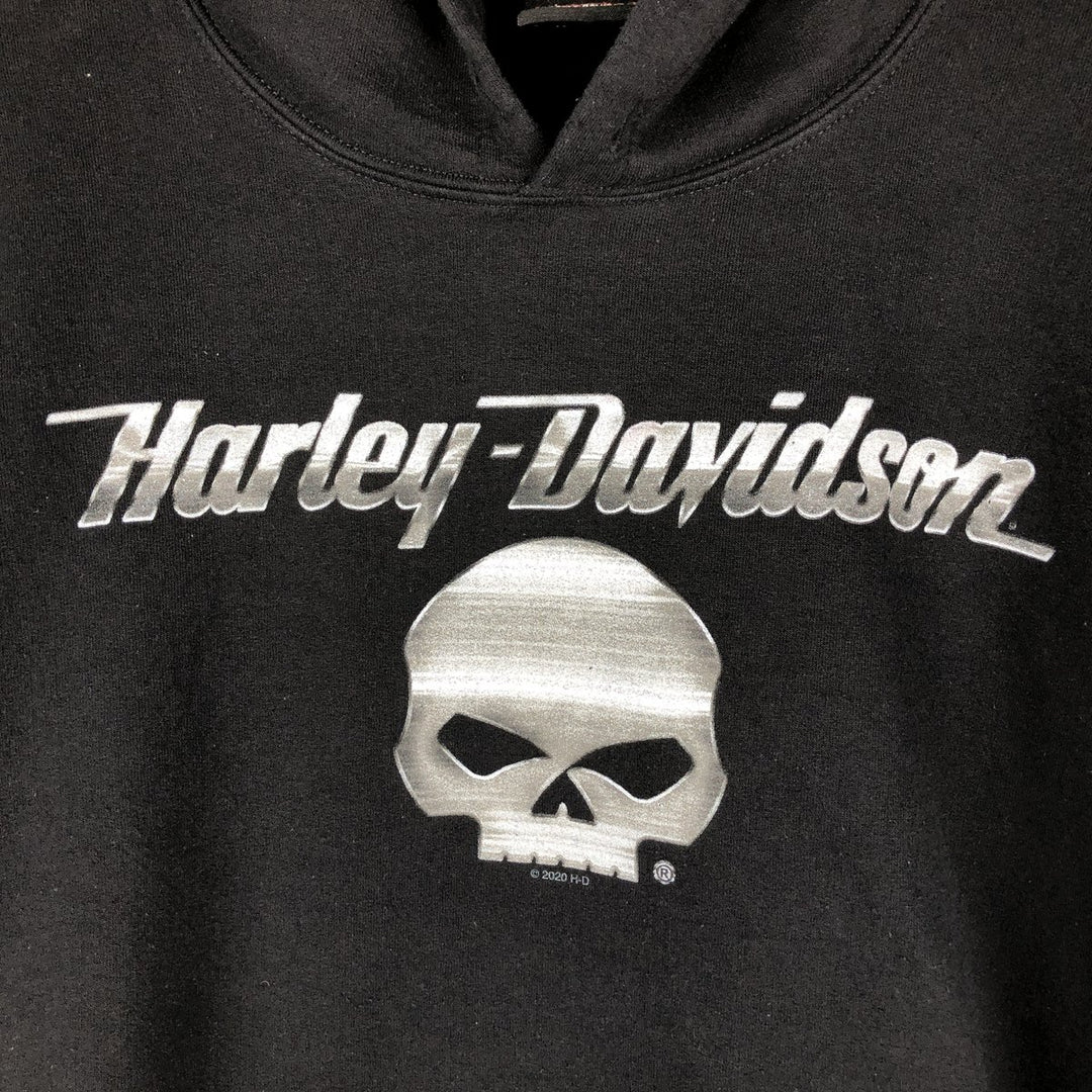 Harley-Davidson Skull Pattern Advertising Sweatshirt Pullover Hoodie, Men's XXL equivalent. unclear black type Vintage Second Hand