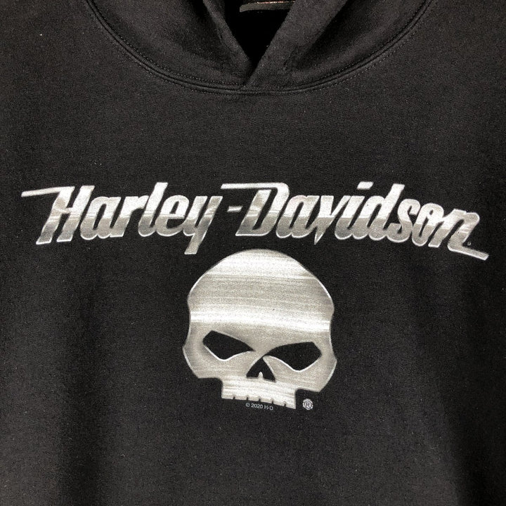 Harley-Davidson Skull Pattern Advertising Sweatshirt Pullover Hoodie, Men's XXL equivalent. unclear black type Vintage Second Hand
