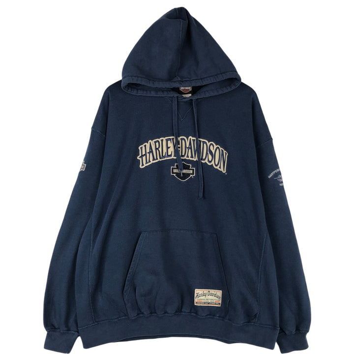 Harley-Davidson Advertising Pullover Hoodie, Men's XXL cotton navy blue type Vintage Second Hand