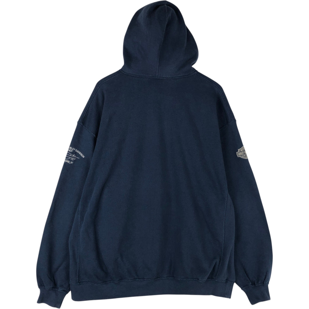 Harley-Davidson Advertising Pullover Hoodie, Men's XXL cotton navy blue type Vintage Second Hand