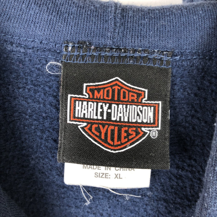 Harley-Davidson Advertising Pullover Hoodie, Men's XXL cotton navy blue type Vintage Second Hand