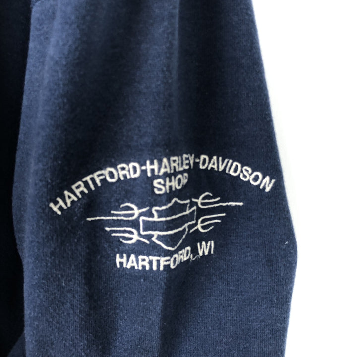 Harley-Davidson Advertising Pullover Hoodie, Men's XXL cotton navy blue type Vintage Second Hand