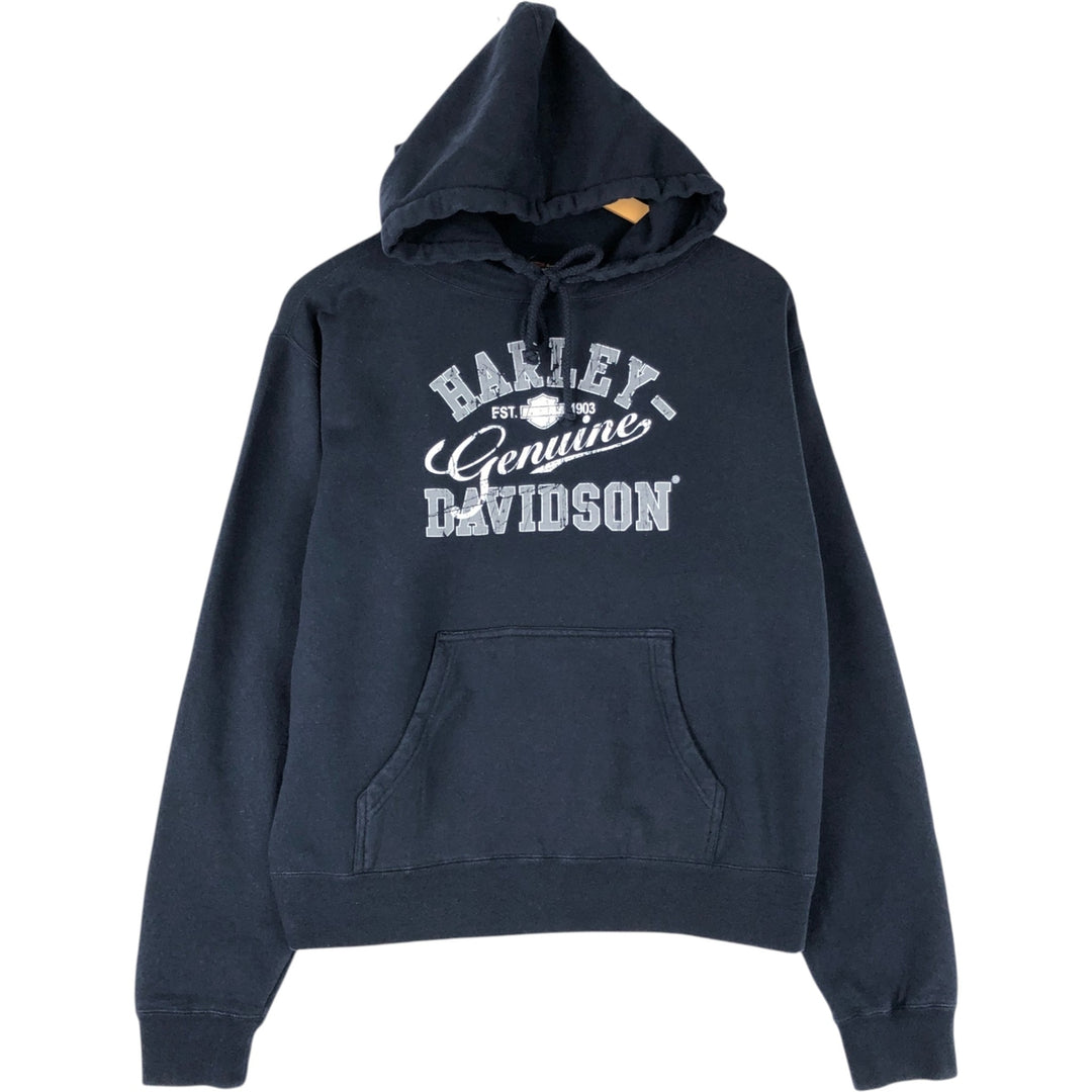 Harley-Davidson Advertising Pullover Hoodie, Men's Size Medium cotton navy blue type Vintage Second Hand